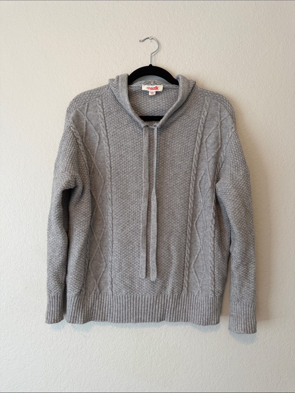 Mazik Gray Cable-Knit Hoodie Sweater - Picture 2 of 6